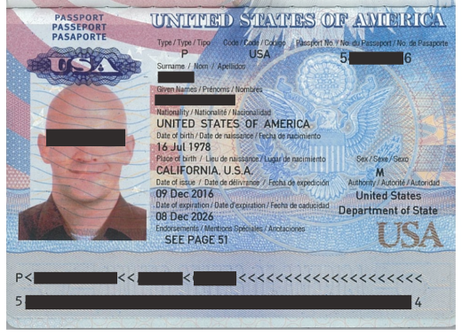 Passport bio page