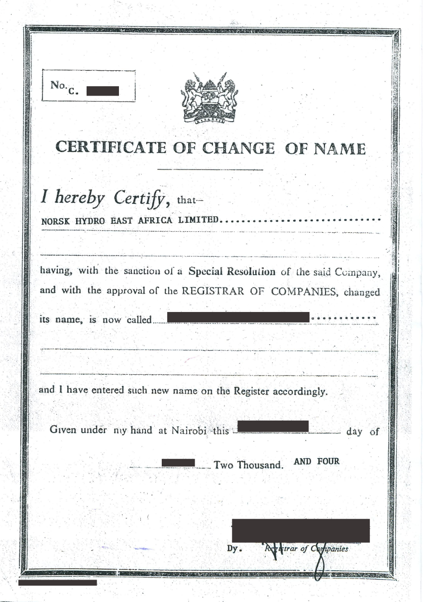 company's registration document